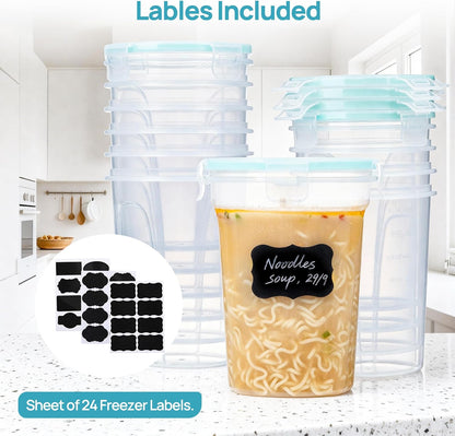 Vtopmart 32oz Freezer Storage Containers - Airtight Meal Prep Containers | 6-Pack, Reusable, Microwave Safe