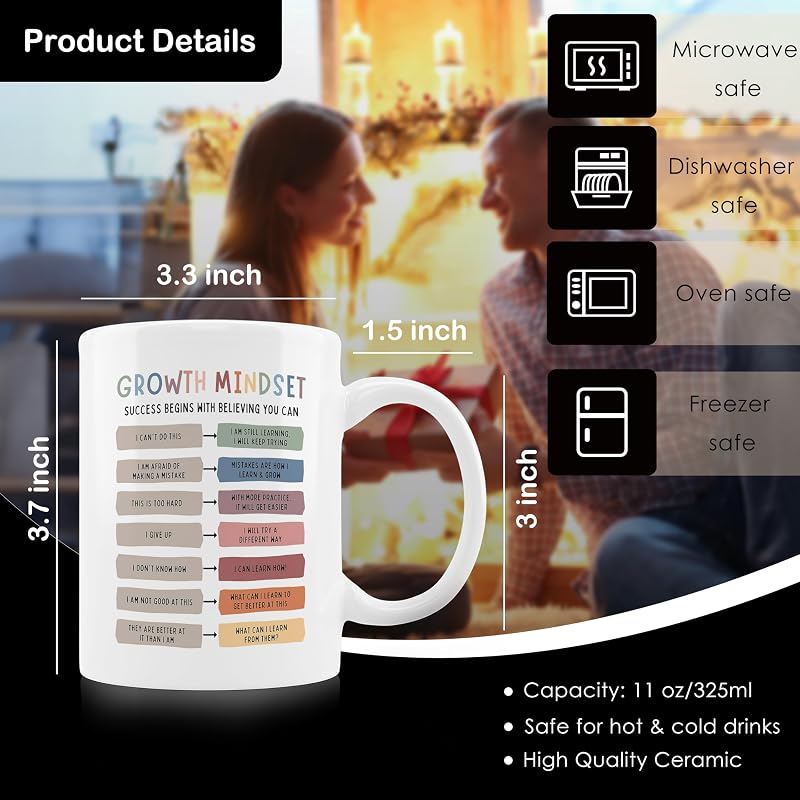 Motivation Coffee Mug - Growth Mindset Gift Ceramic 11oz, F-white-mug