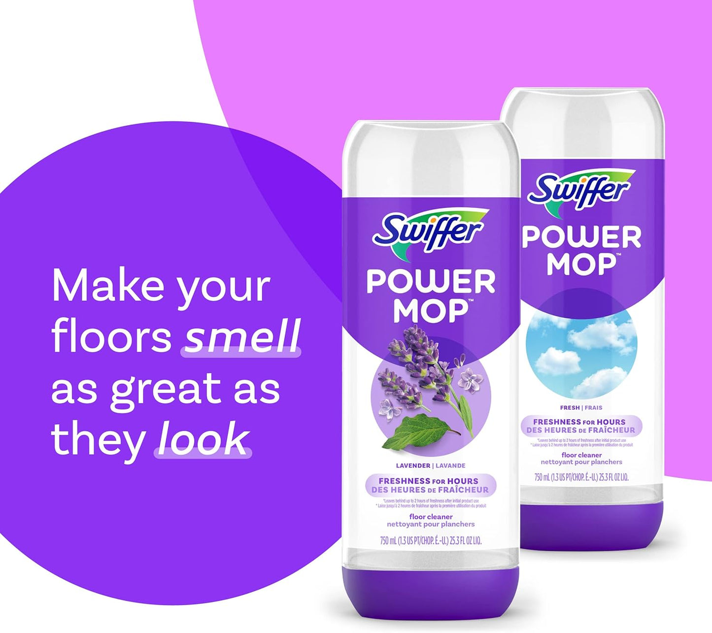 Swiffer Power Mop Refill Pack - All-Purpose Floor Cleaner for Tile, Vinyl, Wood | 5 Pads + Lavender Solution