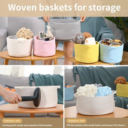 Happyiren Cute Woven Easter Basket with Handle, Baskets for Gifts Empty, Present Containers for Raffle Baby Shower Burr Basket, Decorative Organizer Box for Storage Baby Toy, 13" D x 8" W x 6" H