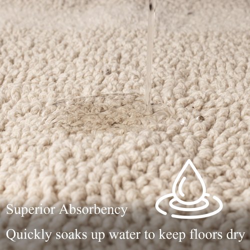 Barossa Design Reversible Cotton Bath Rug 24 x 40 - Large Bathroom Rug Mat Washable & Soft Absorbent - Beige, 24x40