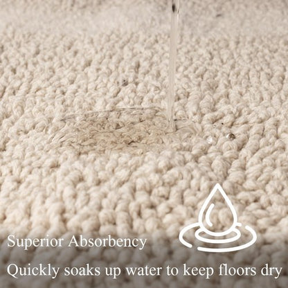 Barossa Design Reversible Cotton Bath Rug 24 x 40 - Large Bathroom Rug Mat Washable & Soft Absorbent - Beige, 24x40