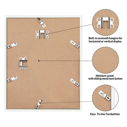 LaVie Home 12x16 Picture Frame for Wall Display, 12x16 White Picture Frame with HD Plexiglas, 12 x 16 Poster Frame 1 Pack, Display Frame for Vertical or Horizontal, Classic Collection