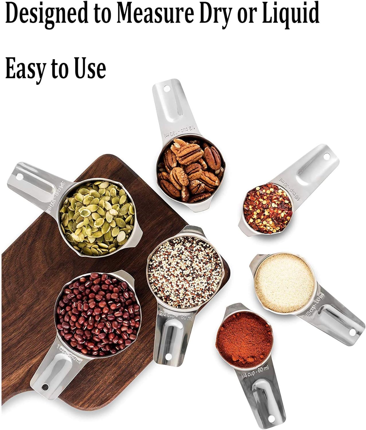 Stainless Steel Measuring Cups Set by [Brand Name] - 7 Stackable Cups for Accurate Liquid & Dry Ingredient Measurement | Essential Kitchen Gadgets