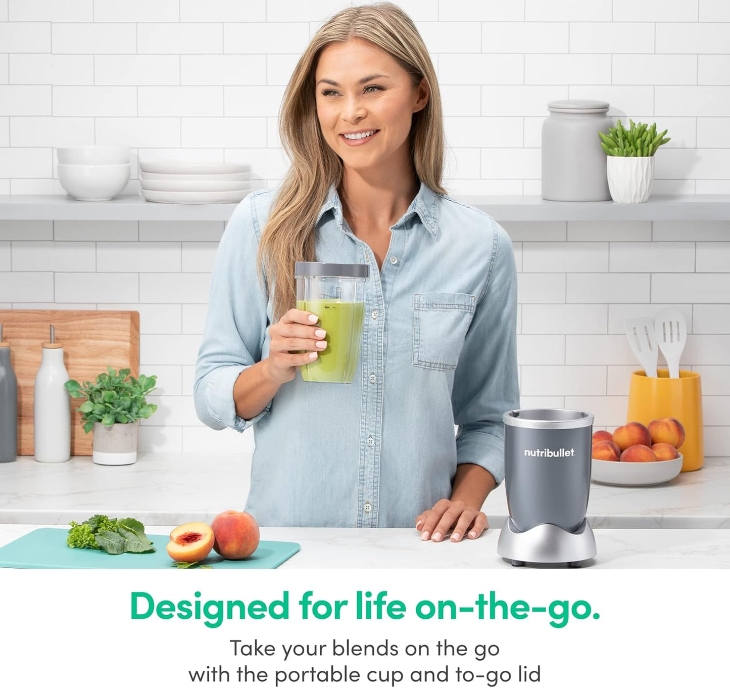 Nutribullet Personal Blender - 600 Watt for Smoothies & Shakes | 24 Ounces, Gray, NBR-0601WM