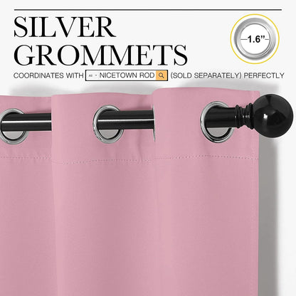 NICETOWN Crystal Pink Blackout Curtains - Thermal Insulated Grommet Drapes for Living Room | 55 x 86 Inches (1 Pair)