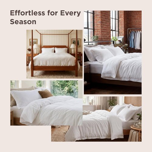 Bedsure Duvet Cover - Extra Soft Prewashed Cotton-Like Polyester, Full Size 80x90 Inches, Linen