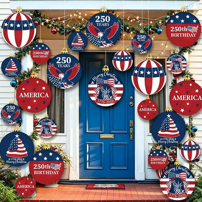 Outdoor 24-Piece 250th Anniversary Christmas Ornament Set