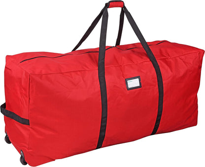 ProPik Holiday Rolling Tree Storage Bag - Fits Up to 6 Ft Tall Disassembled Christmas Tree | Heavy-Duty 600D Oxford with Wheels & Handles (Red)