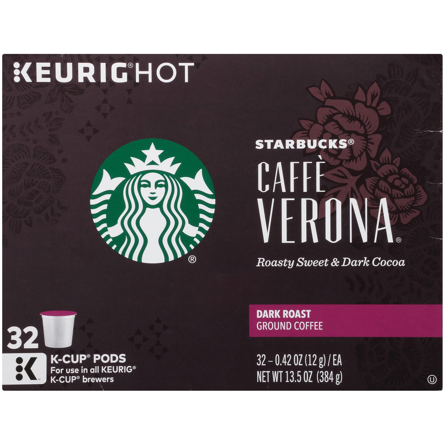 Starbucks Coffee K-Cup Pods, Caffe Verona, 32 CT