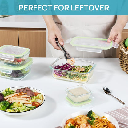 Vtopmart Glass Food Storage Containers - 8 Pack with Lids in Stylish Grass Green Color