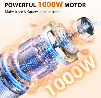 KOIOS Immersion Blender - 1000W 3-in-1 Hand Blender with 12-Speed Stainless Steel Blade | Non-BPA, Turbo Mode