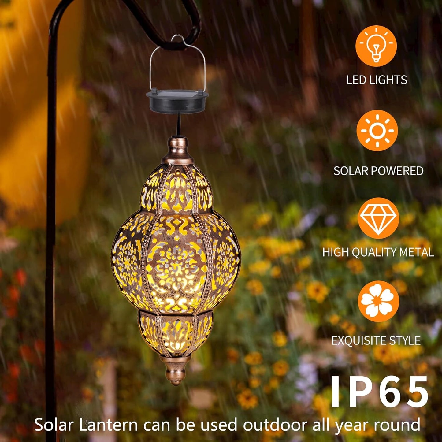 Skiennix Solar Lanterns - Outdoor Garden Decor with Moroccan Chandelier Design | Perfect for Patios & Gazebos