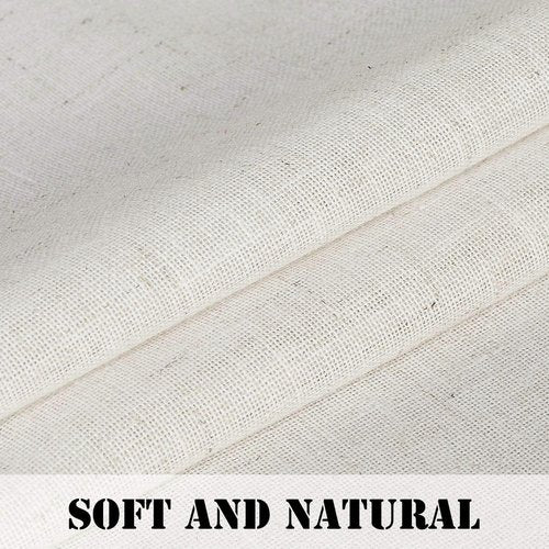 H.VERSAILTEX Natural Linen Tab Top Curtains 84 Inch Length for Living Room 2 Panel Drape Semi Sheer Neutral Country Rustic Farmhouse Boho Curtain Bedroom Muslin Look Light Filtering, Heathered Natural