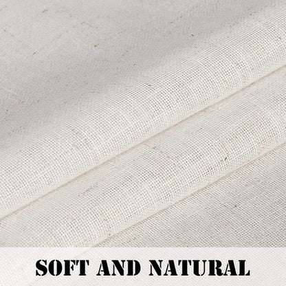 H.VERSAILTEX Natural Linen Tab Top Curtains 84 Inch Length for Living Room 2 Panel Drape Semi Sheer Neutral Country Rustic Farmhouse Boho Curtain Bedroom Muslin Look Light Filtering, Heathered Natural