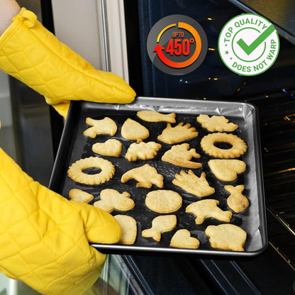 NutriChef XL Mega Cookie Sheet Baking Pans Set - 22" x 16" Nonstick Carbon Steel Bakeware, Black
