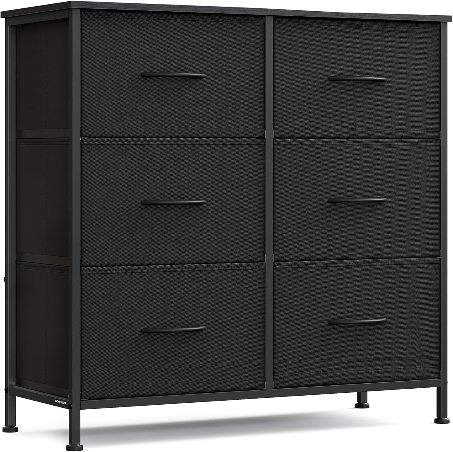 SONGMICS Dresser - Stylish Chest of Drawers with 6 Non-Woven Fabric Bins | Ink Black & Ebony Black