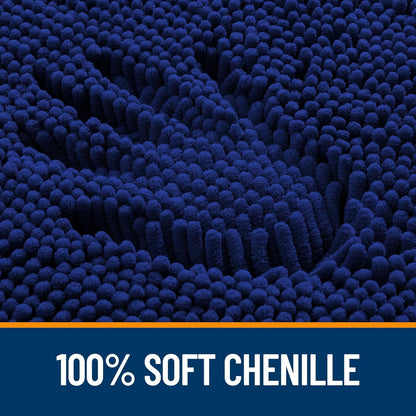 OLANLY Bathroom Rugs - Extra Soft Chenille Bath Mats | Quick-Dry, Machine Washable, 30x18 Navy