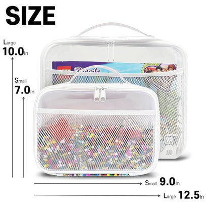Holay PVC Zippered Blocks Set - 4 Pack Toy & Clay Storage Organizer Case | Large White with Name Tag & Manual Pocket