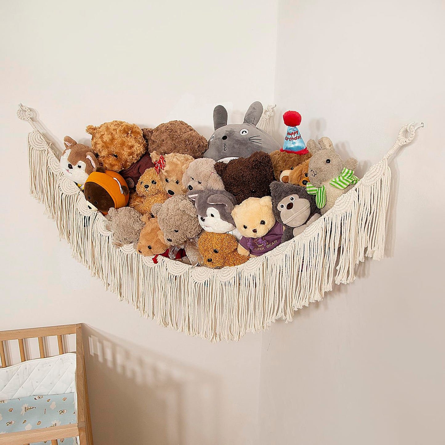 Amdermi Stuffed Animal Net Hanging Organizer Children's Room Stuffed Animal Toy Hammock for Teddy Net Corner Toy Net for Bedroom Decor