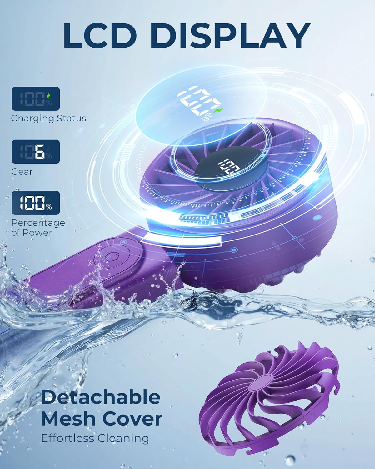 Peiyuu Portable Handheld Fan - 4000mAh USB Rechargeable Mini Desk Fan | 180° Foldable, 6 Wind Speeds, Ultra Quiet