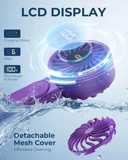 Peiyuu Portable Handheld Fan - 4000mAh USB Rechargeable Mini Desk Fan | 180° Foldable, 6 Wind Speeds, Ultra Quiet