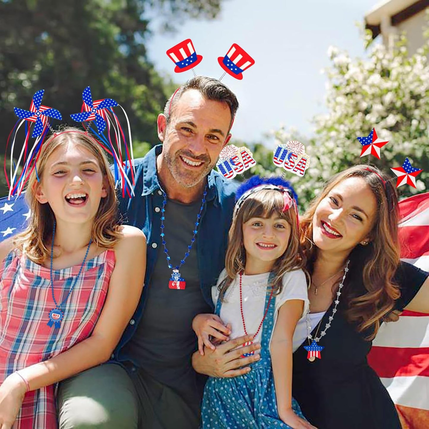 Moon Boat 12PCS Patriotic Headbands - 4th of July Party Accessories in Red, White & Blue