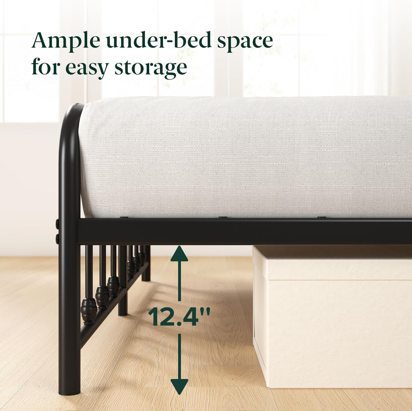 Zinus Leonardo Metal Platform Bed Frame - Victorian Spindle Style | Heavy Duty Queen Bed with Ample Underbed Space