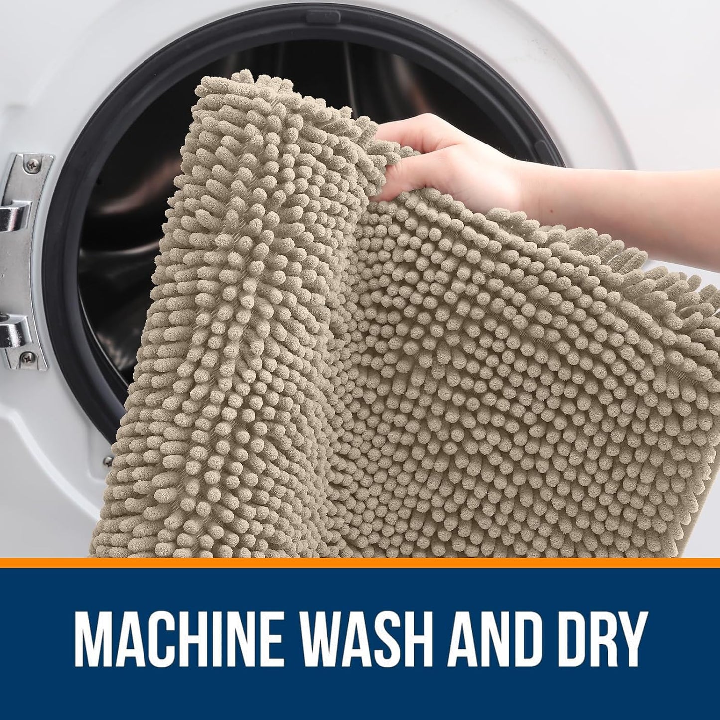 OLANLY Bathroom Runner Rugs - Soft Absorbent Chenille Bath Mats | Quick-Dry & Machine Washable - 70x24, Warm Taupe