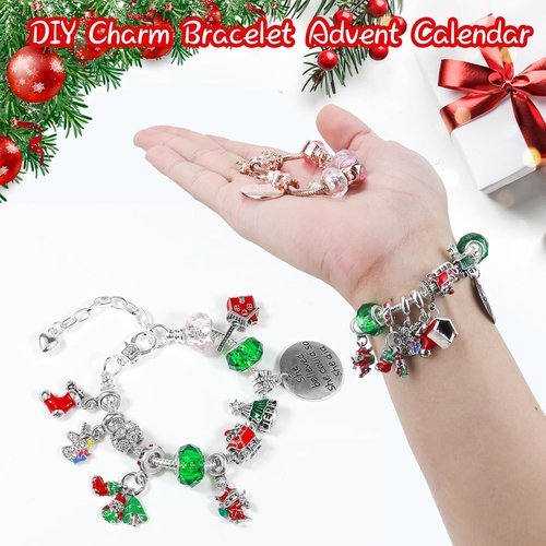 Advent Calendar 2025 - 24-Day Christmas Countdown with DIY Bracelets & Charms | Perfect Gift for Kids