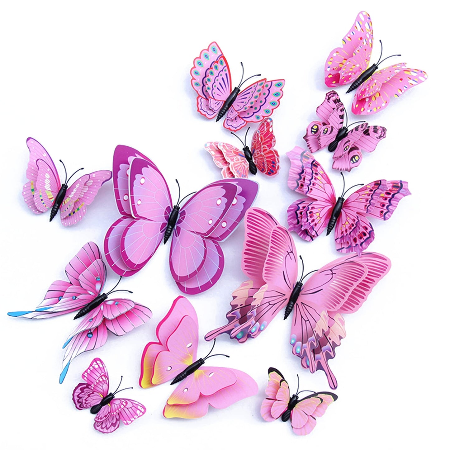 OPSEAM Butterfly Wall Decor 24/48 PCS, 3D Butterflies Stickers for Party Decorations with Magnets(Pink, 48)