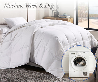 California Design Den Queen Size Comforter Duvet Insert - Cozy Luxury Down Alternative, Quilted Extra Fluffy, Soft, and Cooling, Machine Washable with Corner Tabs - White