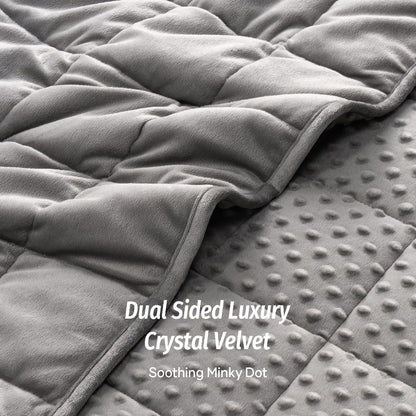 Wemore Minky Dot Weighted Blanket for Adults Twin Size 12 lbs, Soft Cozy Heavy Blanket, Breathable Blanket for All-Season with Glass Beads, Grey 48 x 72 inches