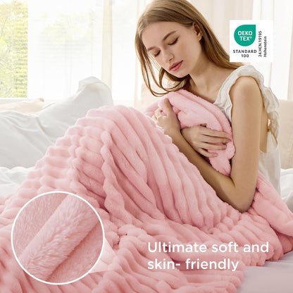 Bedsure GentleSoft Twin Blanket - Super Soft Coral Pink Fleece for Cozy Comfort | 60x80 Inches
