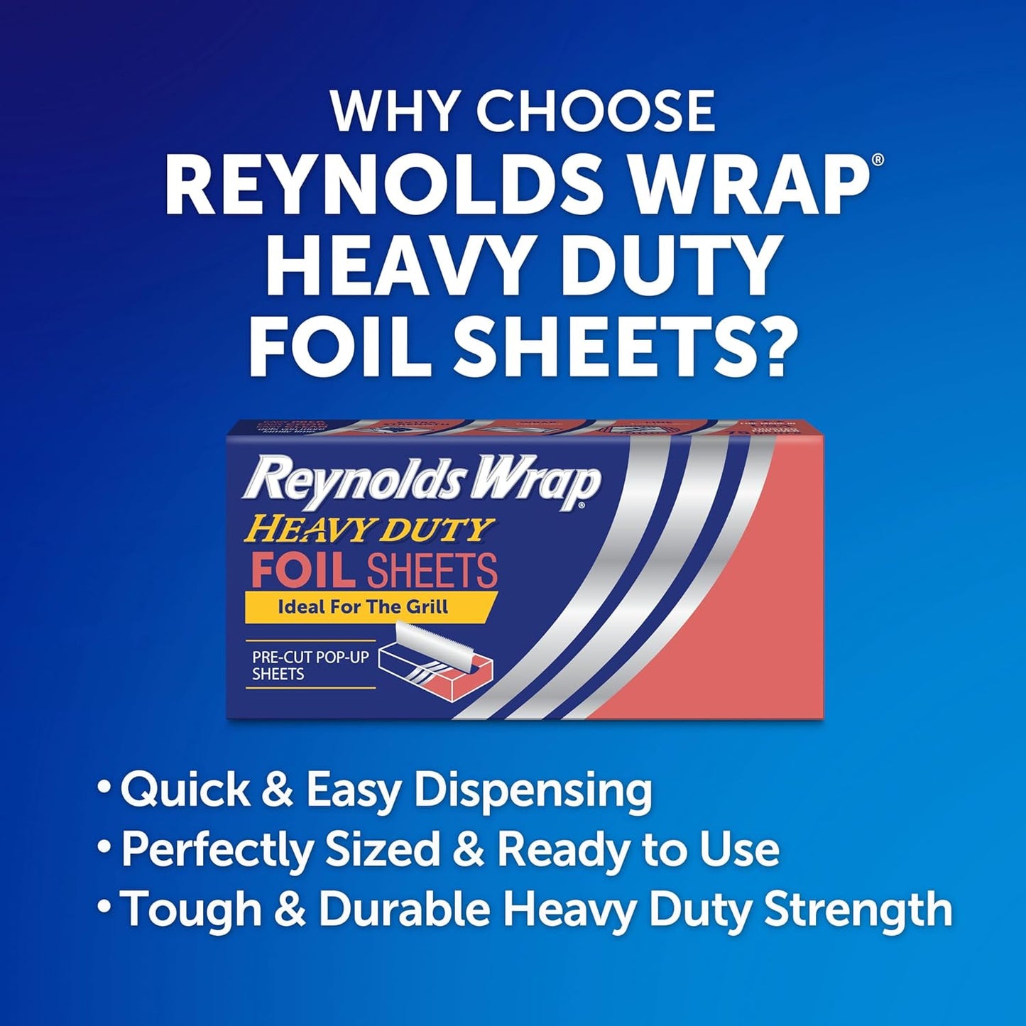 Reynolds Wrap Heavy Duty Aluminum Foil Sheets - Pre-Cut Pop-Up, 14 x 10.25 Inches | 150 Total Sheets