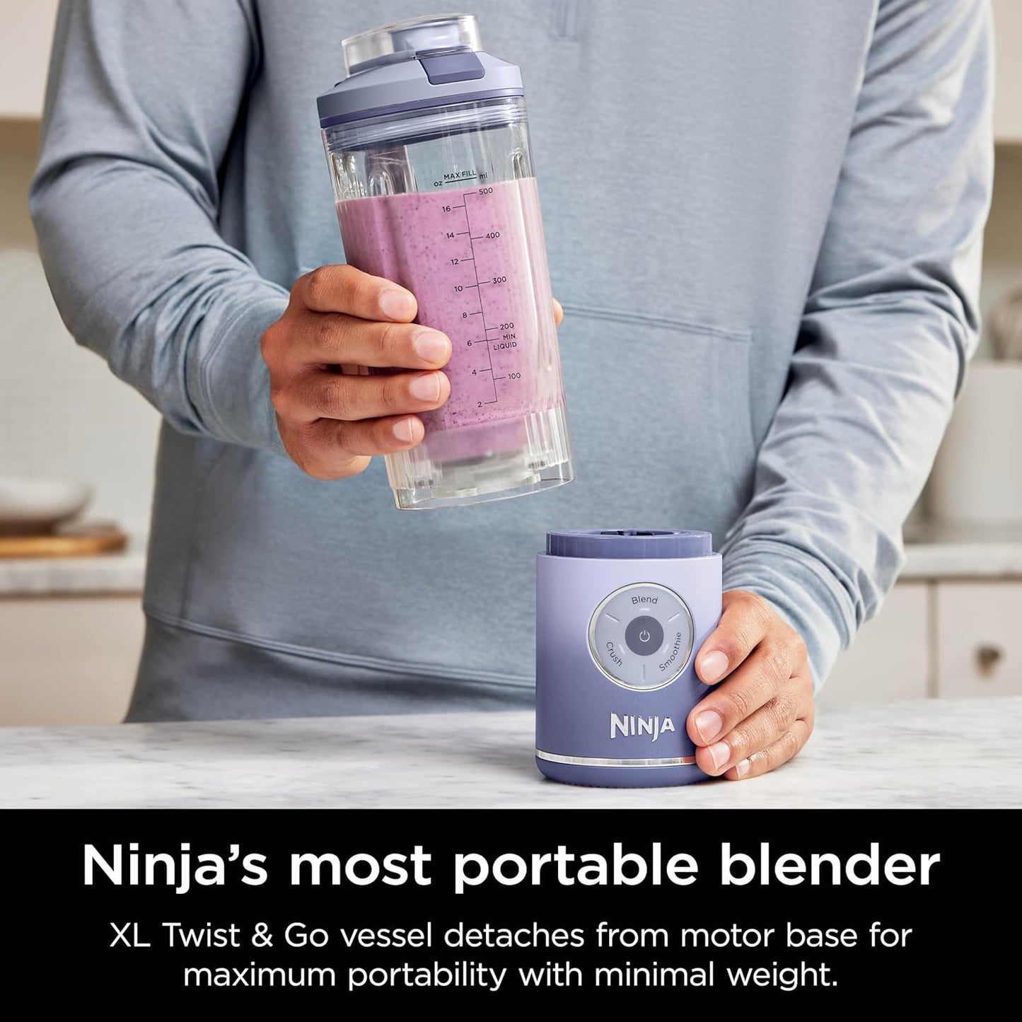 Ninja BC251LD Blast Max Cordless Blender - Smoothies, Ice Crush, 22 oz Twist & Go Vessel, Lavender - Certified Refurbished