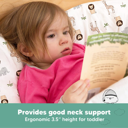 Toddler Pillow with Pillowcase - 13x18 My Little Dreamy Kids Travel Bed Pillows for Sleeping, Organic Cotton Small Pillowcase, Soft & Breathable, Machine Washable, Toddlers 2-5 years old (The Wild)