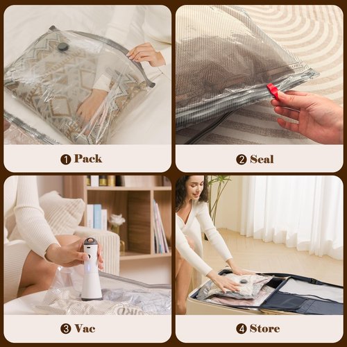 Vacbird Vacuum Bags for Travel with Rechargeable air Pump, Carry-on Size Compression Packing Bags for Luggage and Suitcase, Space Saver for Clothes and Clothing 15 Combo Travel Size