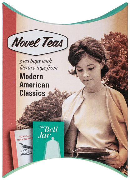 Bag Ladies Tea presents Novel Tea - Modern American Classics - 6 PACK -Each pouch contains 5 teabags individually tagged with literary quotes, made with fine English breakfast tea.