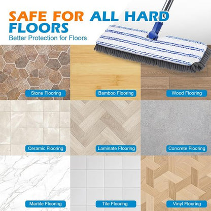 Masthome Flat Dust Mop - 2-Sided Microfiber Mop with 4 Reusable Pads for Wet & Dry Cleaning | Ideal for Hardwood, Tile, Vinyl