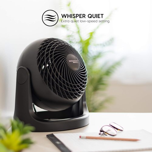 IRIS USA WOOZOO Desk Fan - Quiet Air Circulator with 3 Speeds & 360° Tilt | 52ft Air Distance, Black