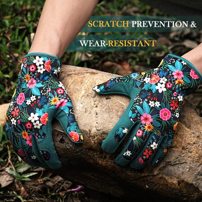 Trifabricy Gardening Gloves - Breathable Leather, Thorn-Proof & Puncture-Resistant | Women's Size