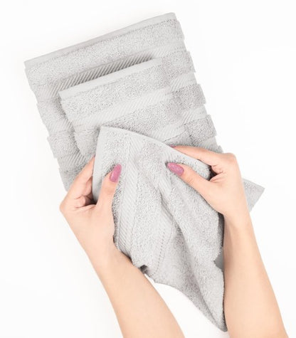 American Soft Linen Luxury Hand Towels for Bathroom, 600 GSM Heawy Weight 16x28 Size 100% Cotton Turkish 4 Piece Hand Face Towel Set, Silver Grey Hand Towels