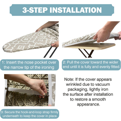 UniSimp Ironing Board Cover and Pad 18"x54" Extra Thick Natural Cotton, Scorch and Stain Resistant Iron Board Cover, Extra Large Iron Board Cover with Fasteners Heavy Duty Heatproof Elastic Edge Zebra