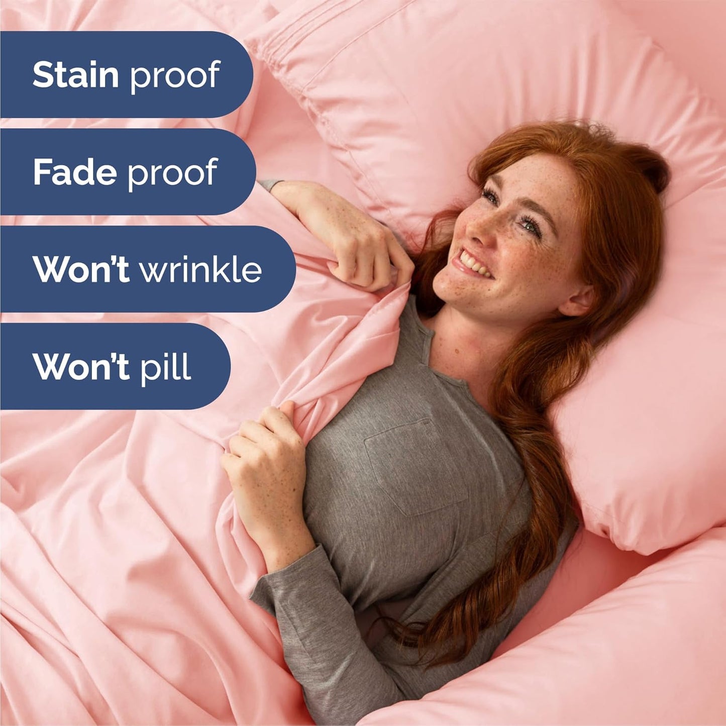 Queen Size 4 Piece Sheet Set - Comfy Cooling Bed Sheets for Luxury Bedding | Soft, Wrinkle-Free, Deep Pockets - Oeko-Tex Certified - Baby Pink