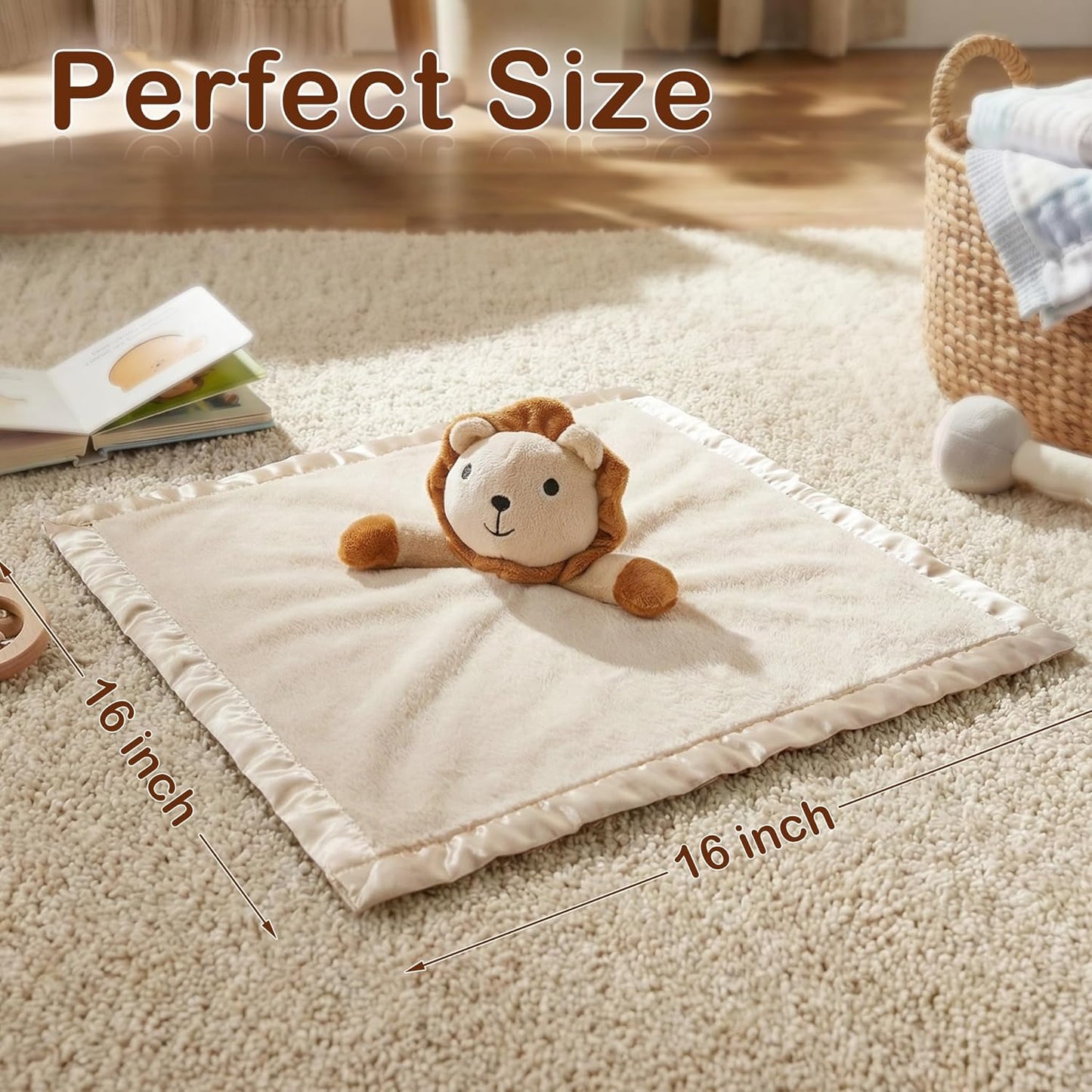 Pro Goleem Lion Security Blanket - Soft Unisex Lovey Snuggle Toy for Newborns | 16 Inch