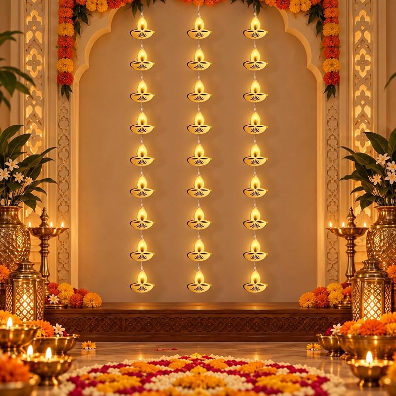 3 Pack 20 ft Diwali String Lights with 30 Warm White LEDs