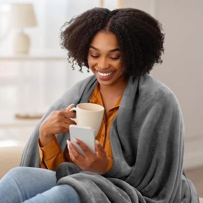 Utopia Bedding Fleece Blanket - Luxury Soft Microfiber Twin XL Size | Grey 300GSM (90x76 Inch)