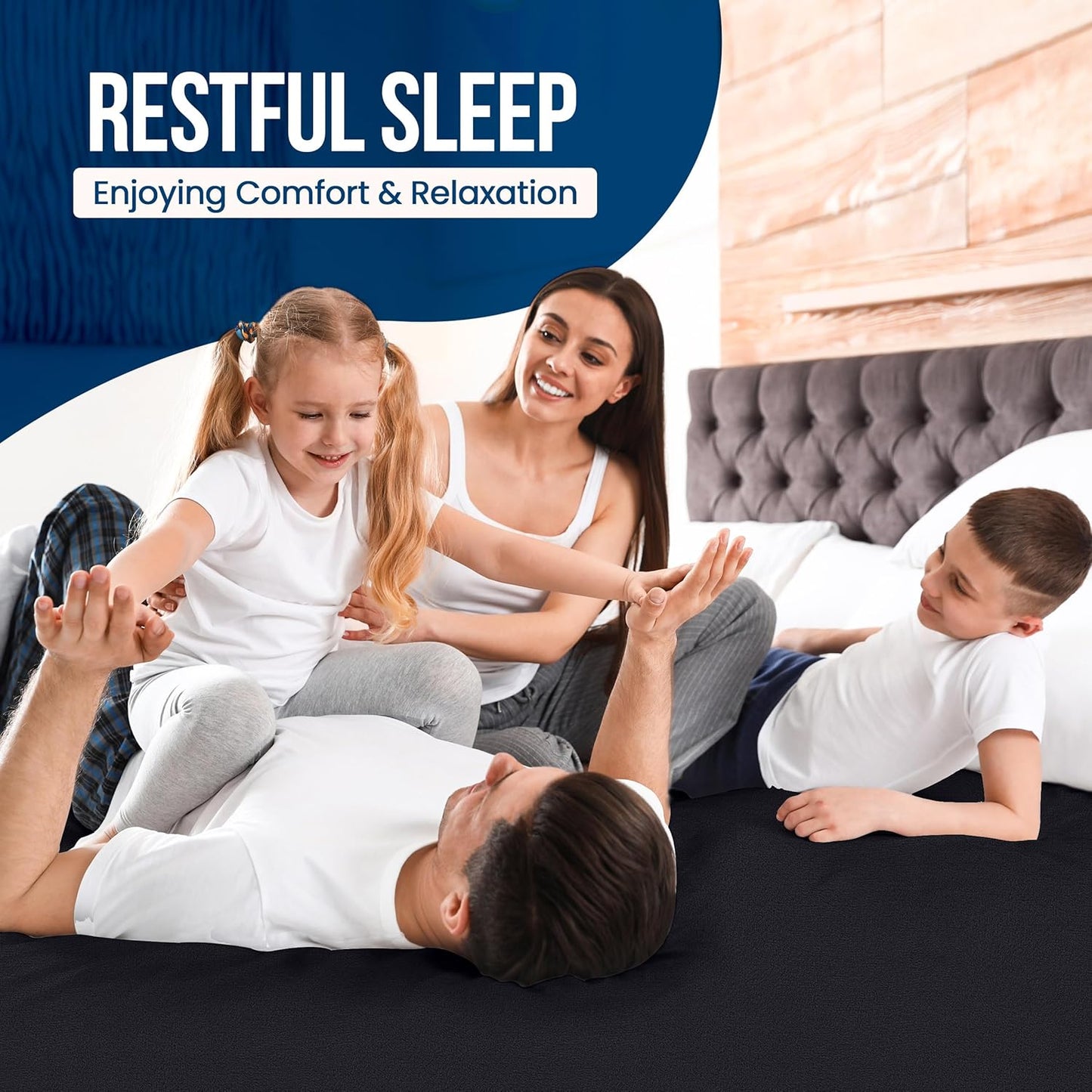 Utopia Bedding Full Size Mattress Protector - Waterproof Terry Cover, Soft & Breathable, Deep Pockets 15" | Black