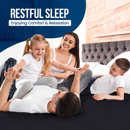 Twin Size Mattress Protector Waterproof, Premium 200 GSM Terry Mattress Cover, Soft & Breathable Bed Cover, Fitted Sheet Style Stretchable Deep Pockets 15" by Utopia Bedding (Black)